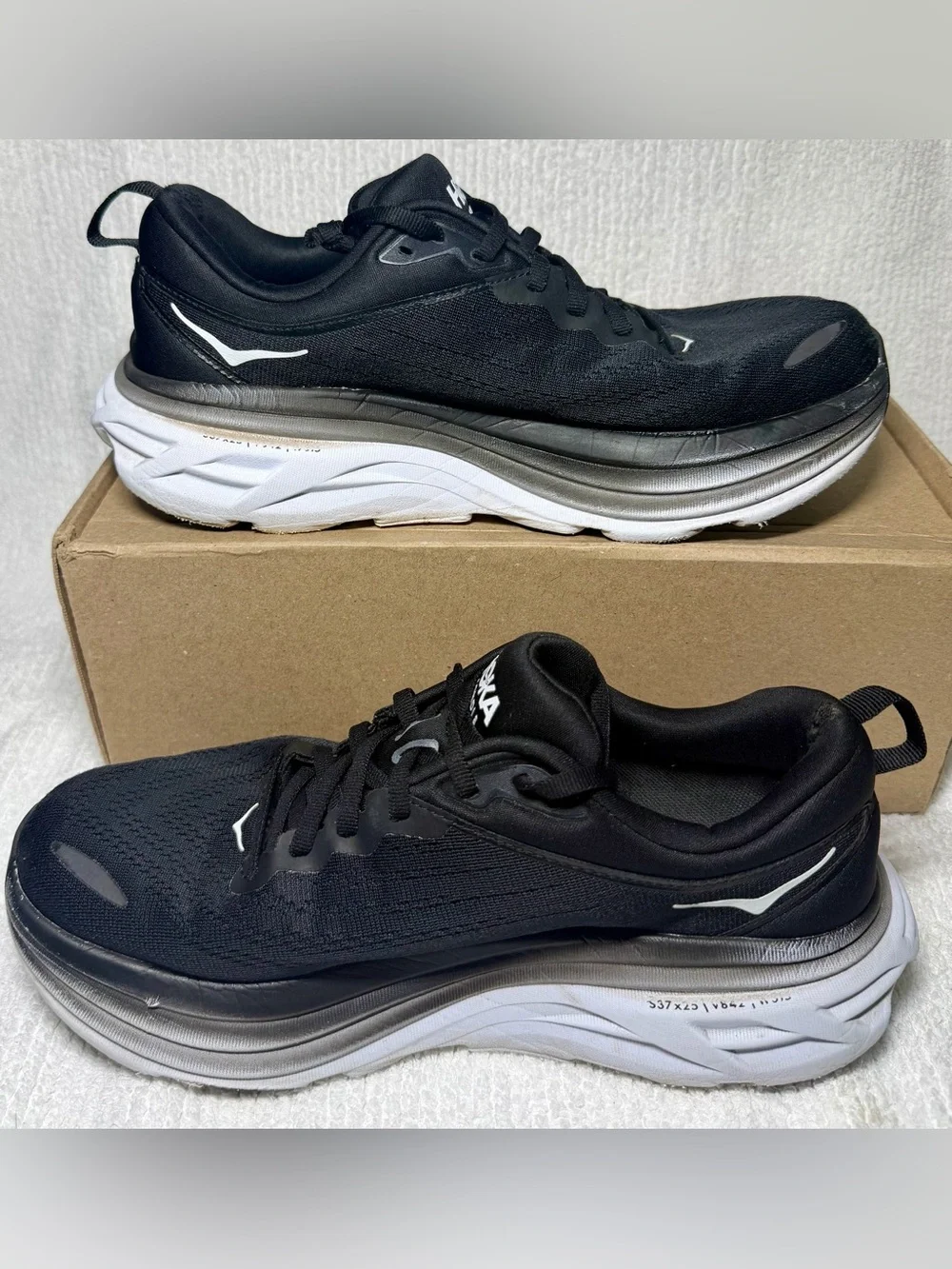 Hoka Men's Black and White Cushioned Road Running Shoes